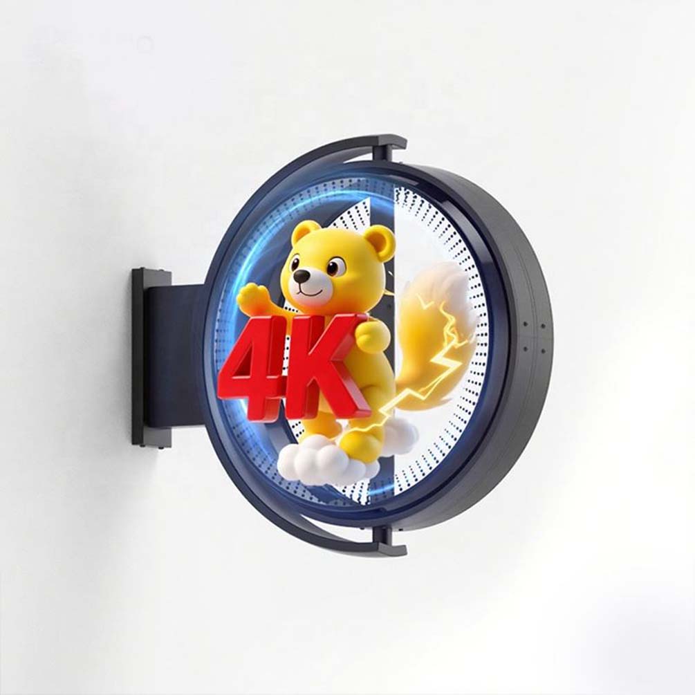 rotating freestanding LED light box sign in high-traffic retail environment