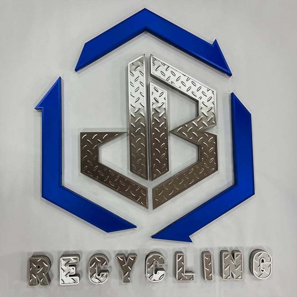 premium 3D metal letter signs in brushed stainless steel mounted on corporate office wall