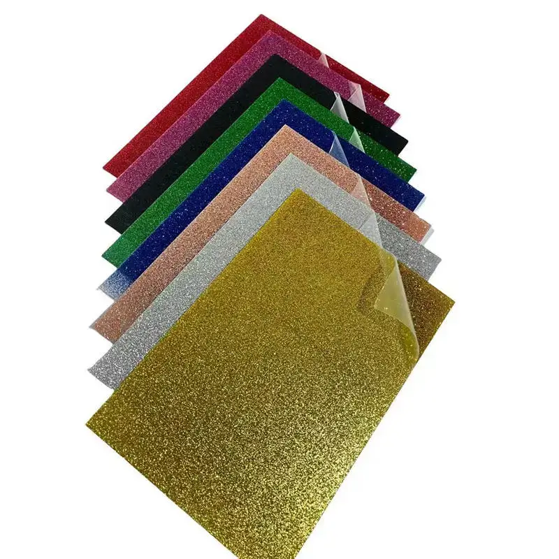 Glitter acrylic sheets in gold, silver, rose gold, blue, green, black, pink, and red