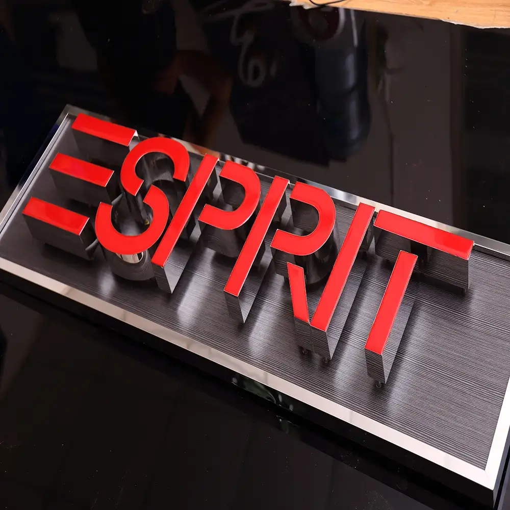 Red trimless resin letters with aluminum returns