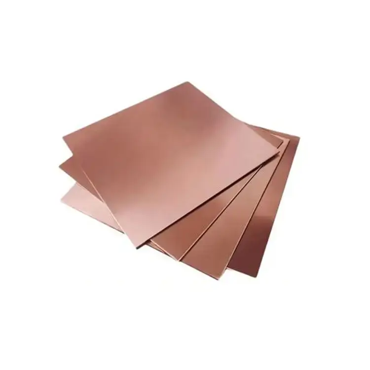 Stack of smooth copper sheet samples