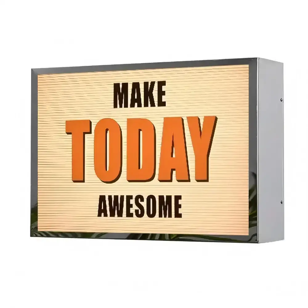 Rectangular fluted glass light box displaying Make Today Awesome