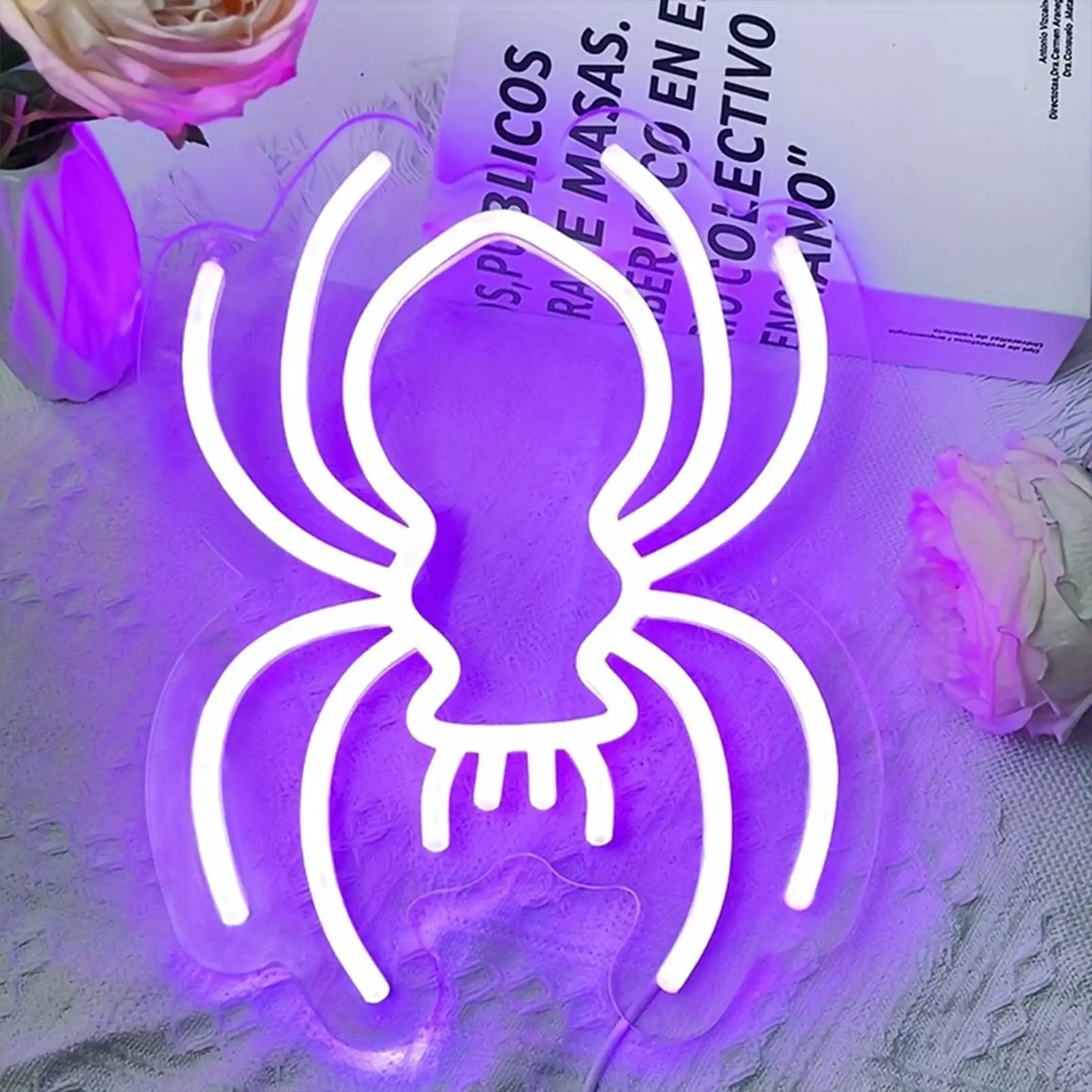 White spider-shaped Halloween LED neon sign