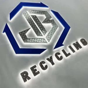 Stainless steel backlit logo and letters with white halo lighting
