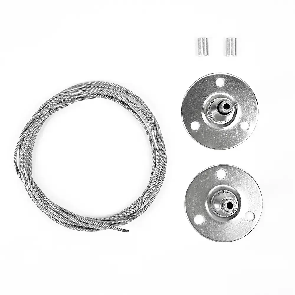 Stainless steel hanging cable with ceiling mounts and fixing sleeves