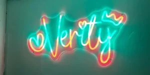 Multicolor Verity RGB LED neon name sign with decorative hearts
