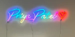 Multicolor Priya Patel RGB LED neon name sign with heart symbol