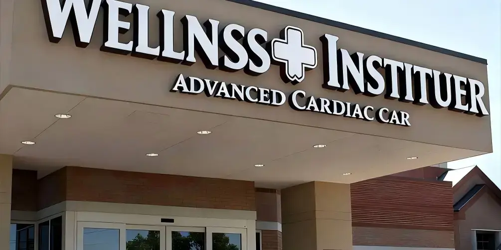 White front-lit channel letters installed above a medical institute entrance
